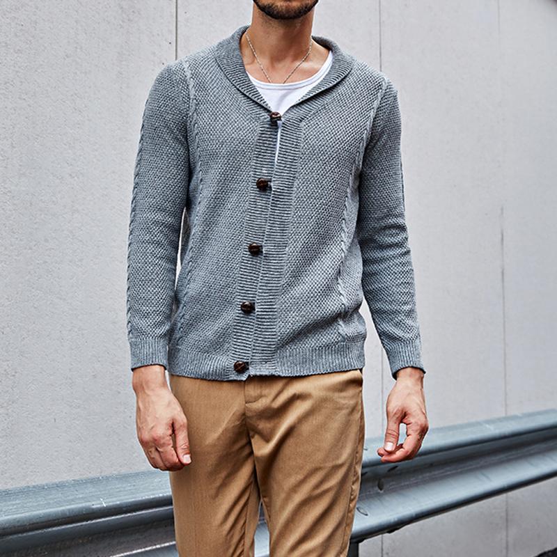 Mens V Neck Slim Solid Knit Cardigan 46049256Z