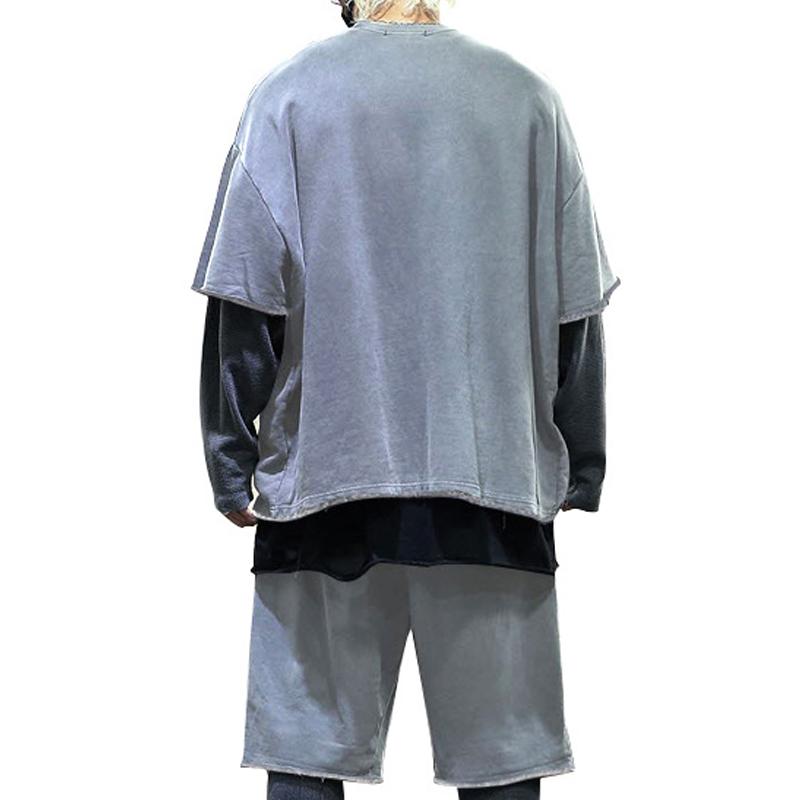 Mens Fashion Loose Short Sleeve T-shirt and Shorts Set 02514856Z