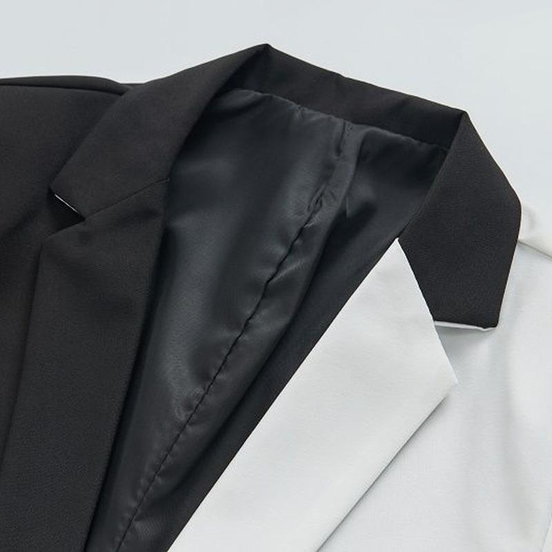Mens Color Block Notch Lapel One Button Blazer 49685287Z