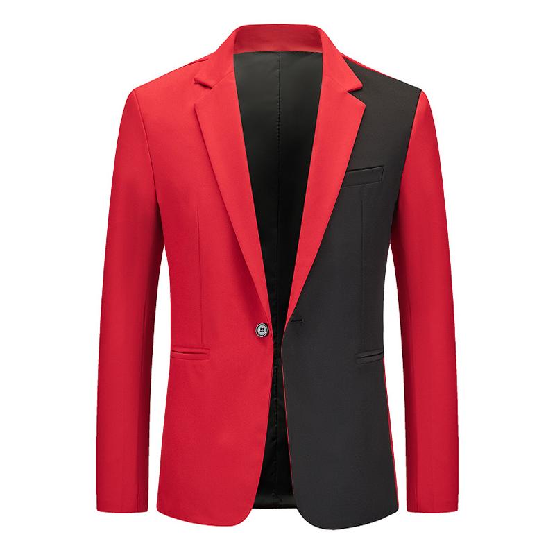 Mens Color Block Notch Lapel One Button Blazer 82653633Z