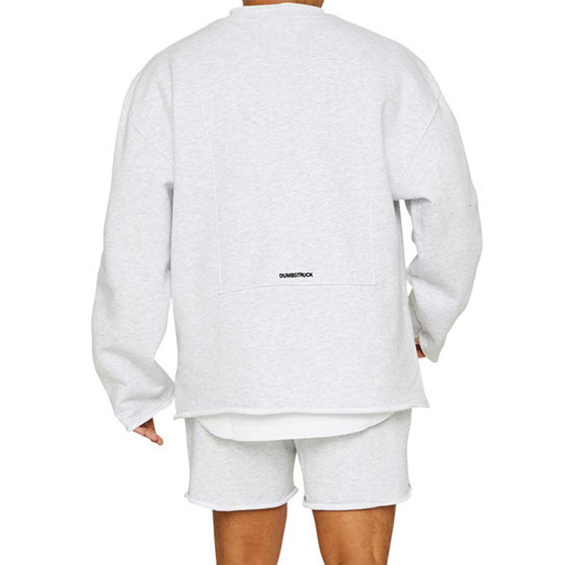 Mens Fashion Solid Color Loose Rolled Sweatshirt Shorts Set 47733694Z