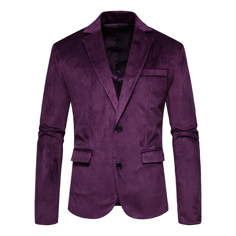 Mens Notch Lapel Two Buttons Velvet Blazer 39457514Z
