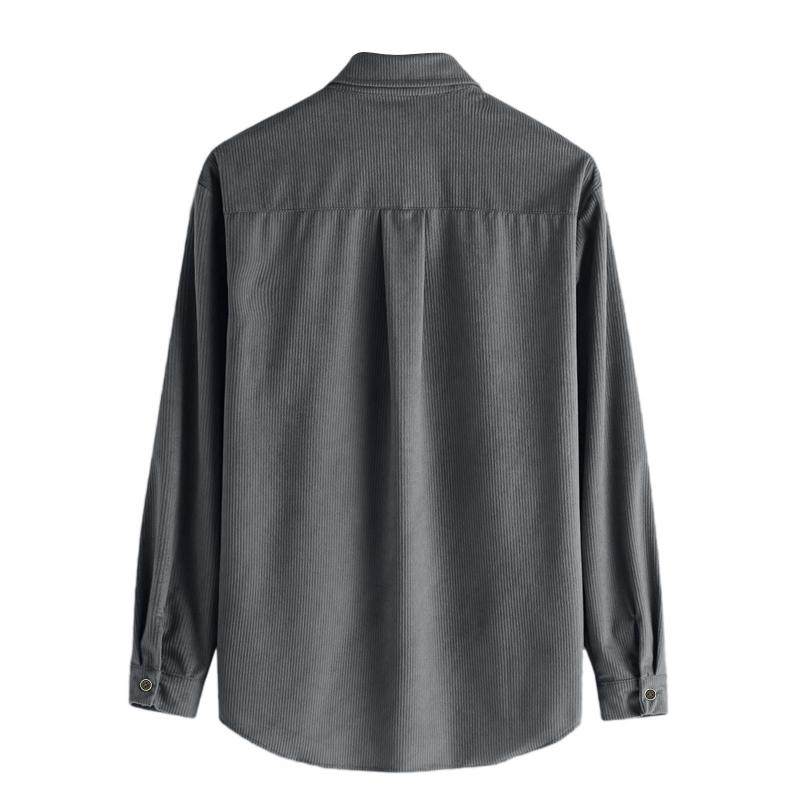 Mens Lapel Solid Color Casual Corduroy Shirt 88079163Z