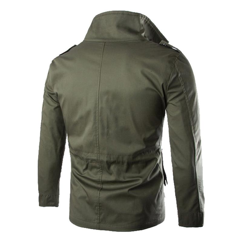 Mens Stand Collar Multi-pocket Casual Jacket 88909498Z