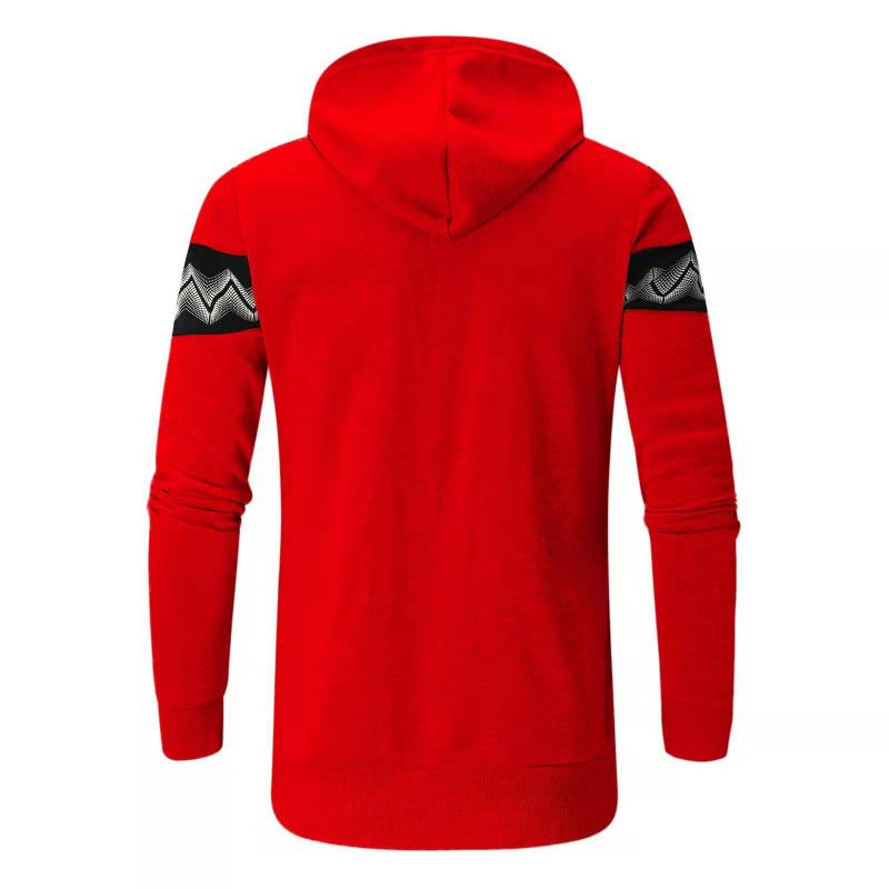 Mens Color Block Print Material Stitching Hoodie Jacket 73955870Z