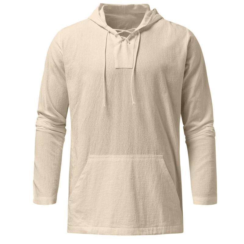 Mens Casual Lace-up Hooded Long Sleeve T-Shirt 83764852M