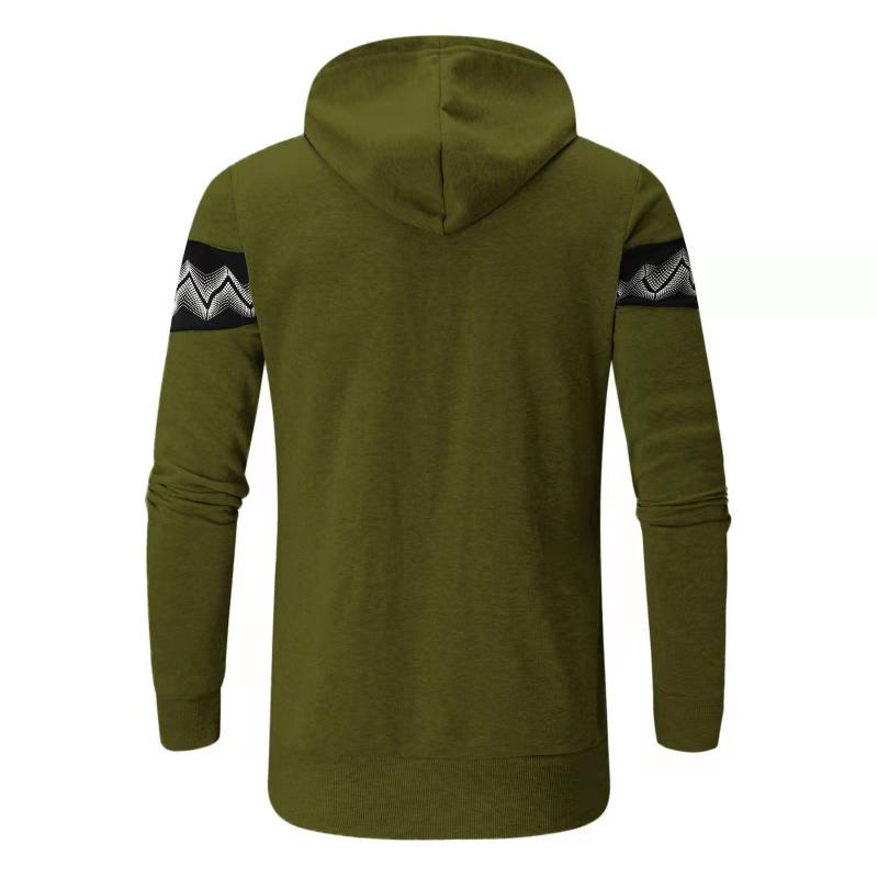 Mens Color Block Print Material Stitching Hoodie Jacket 73955870Z