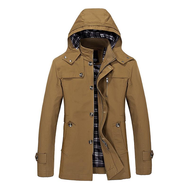 Mens Fashion Hooded Cotton Mid-length Trench Coat 81746630Z