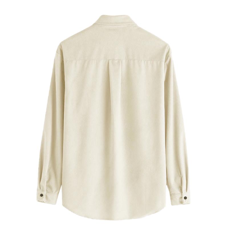 Mens Lapel Solid Color Casual Corduroy Shirt 88079163Z