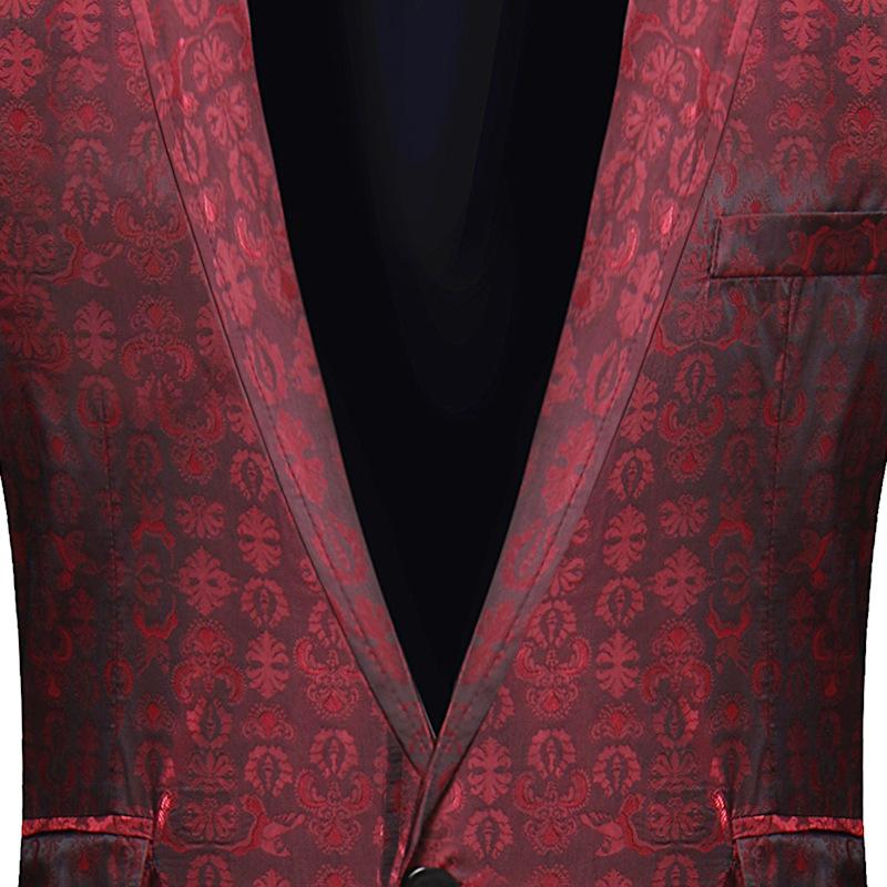 Mens Retro Graphic Print One Button Blazer 47113767Z