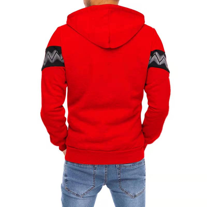 Mens Color Block Print Material Stitching Hoodie Jacket 73955870Z