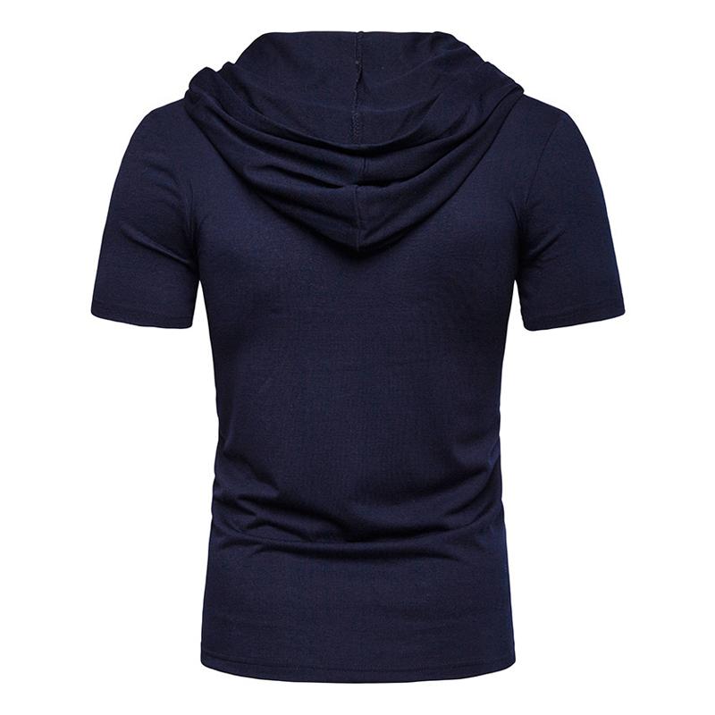 Mens Hooded Solid Short Sleeve T-shirt 38529430Z