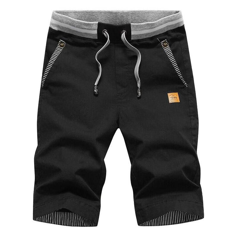 Mens Solid Elastic Waist Cotton Beach Shorts 32473892Z
