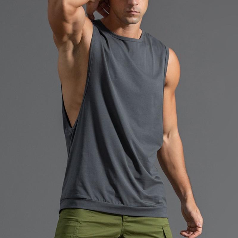 Mens Loose Solid Cooton Sports Tank Top 44374465Z