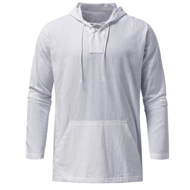 Mens Casual Lace-up Hooded Long Sleeve T-Shirt 83764852M