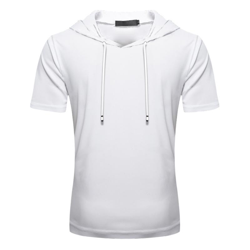 Mens Hooded Solid Short Sleeve T-shirt 38529430Z