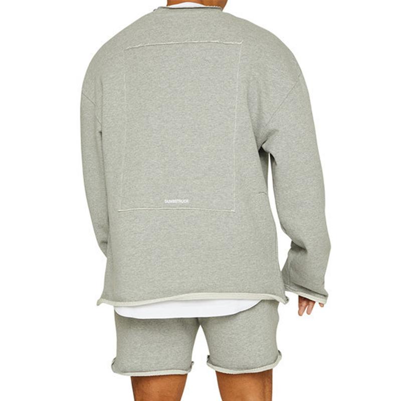 Mens Fashion Solid Color Loose Rolled Sweatshirt Shorts Set 47733694Z
