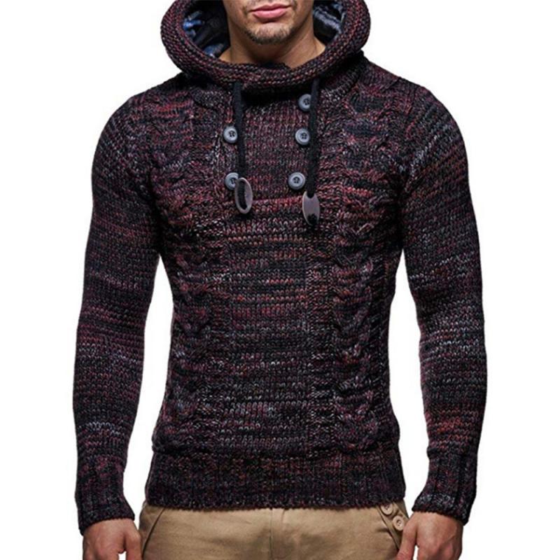 Mens Slim Turtleneck Hooded Pullover Sweater 96655035M