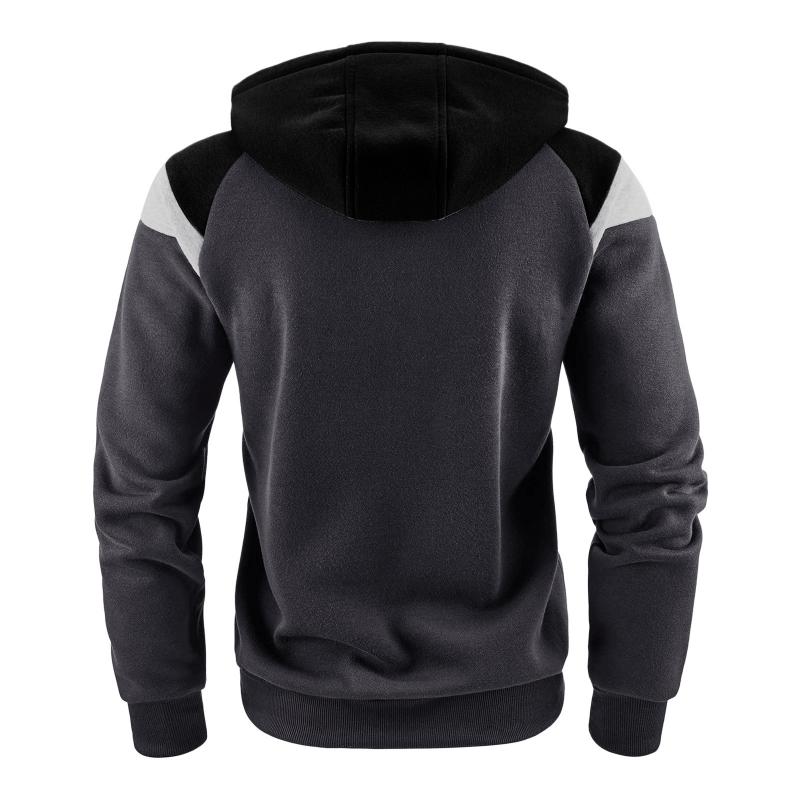 Mens Casual Color Block Hooded Long Sleeve Zippered Sport Jacket 58012589M
