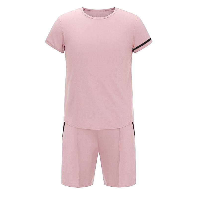Mens Solid Short Sleeve T-Shirt Shorts Sports Casual Set 04740060Z