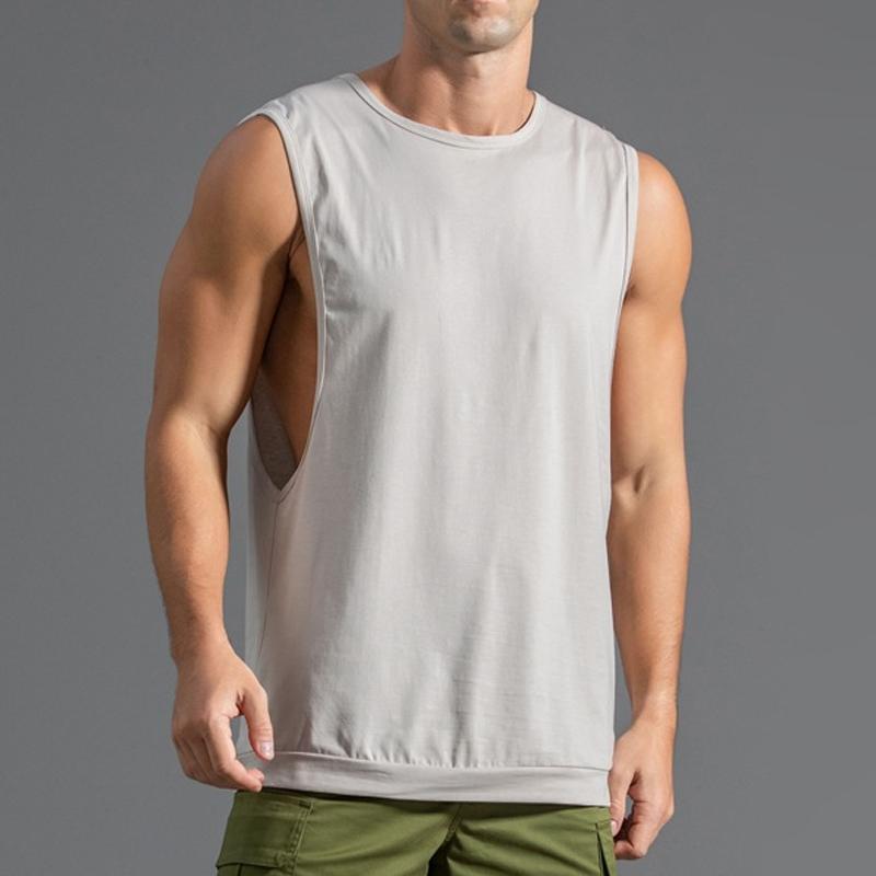 Mens Loose Solid Cooton Sports Tank Top 44374465Z