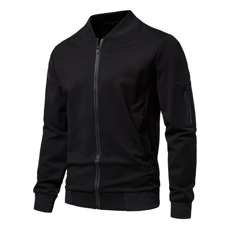 Mens Stand Collar Solid Casual Jacket 83571638Z