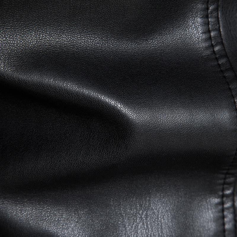 Mens Vintage Stand Collar Moto Leather Jacket 45421408M