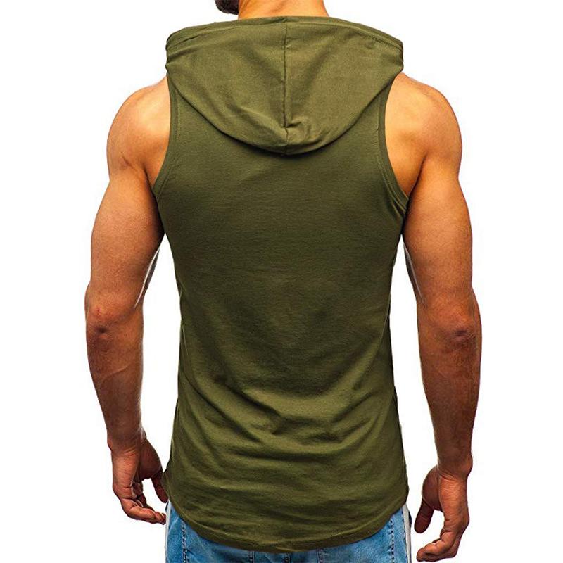 Mens Numbers Print Hooded Sports Fitness Tank Top 67473765Z