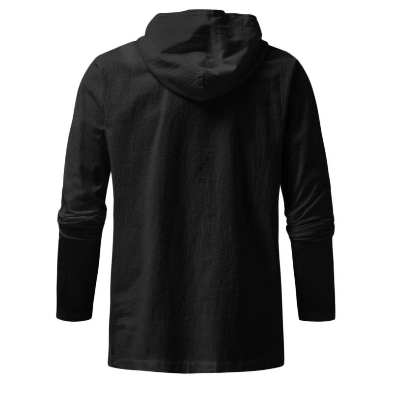 Mens Casual Lace-up Hooded Long Sleeve T-Shirt 83764852M