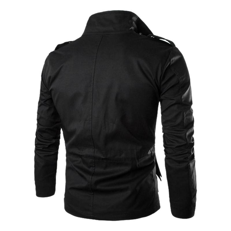 Mens Stand Collar Multi-pocket Casual Jacket 88909498Z
