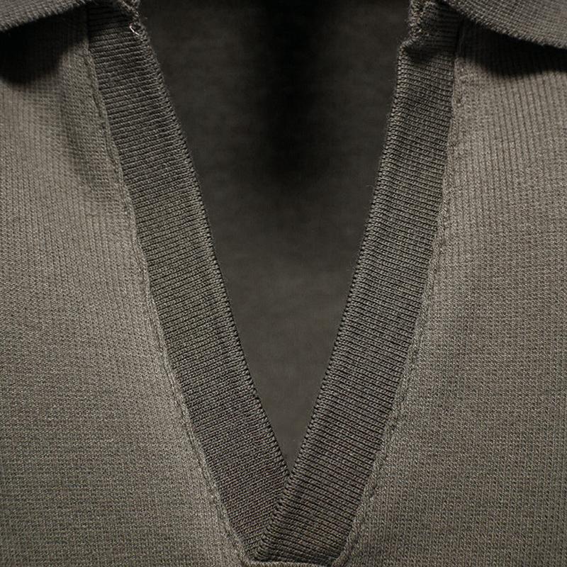 Mens Solid V Neck Short Sleeve Polo Shirt 61101482Z