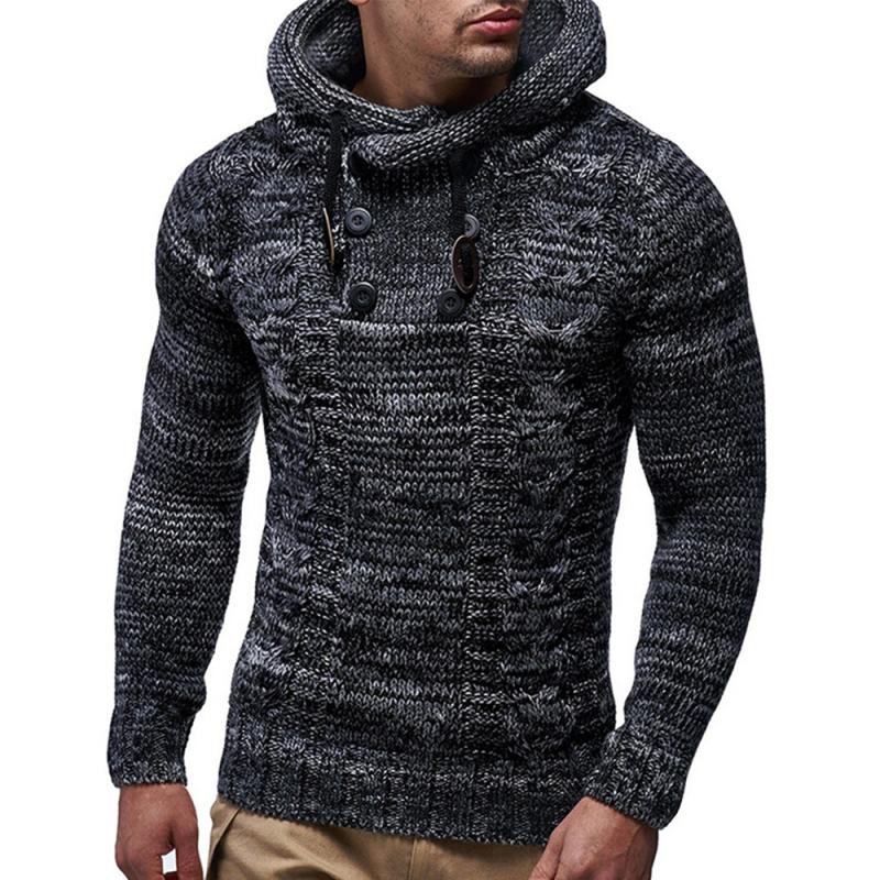 Mens Slim Turtleneck Hooded Pullover Sweater 96655035M