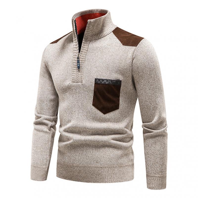 Mens Half Turtleneck Thickened Slim Fit Zip Pullover Knitwear 37961297M