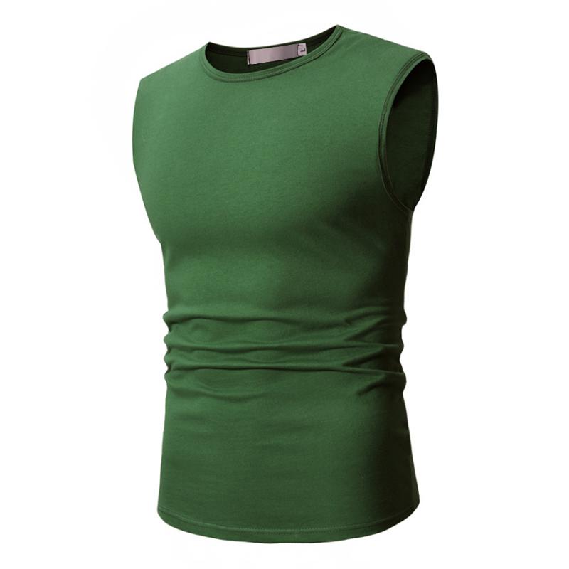 Mens Solid Round Neck Sleeveless Cotton Tank Top 28139465Z