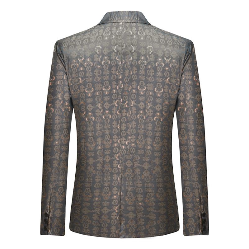 Mens Retro Graphic Print One Button Blazer 47113767Z