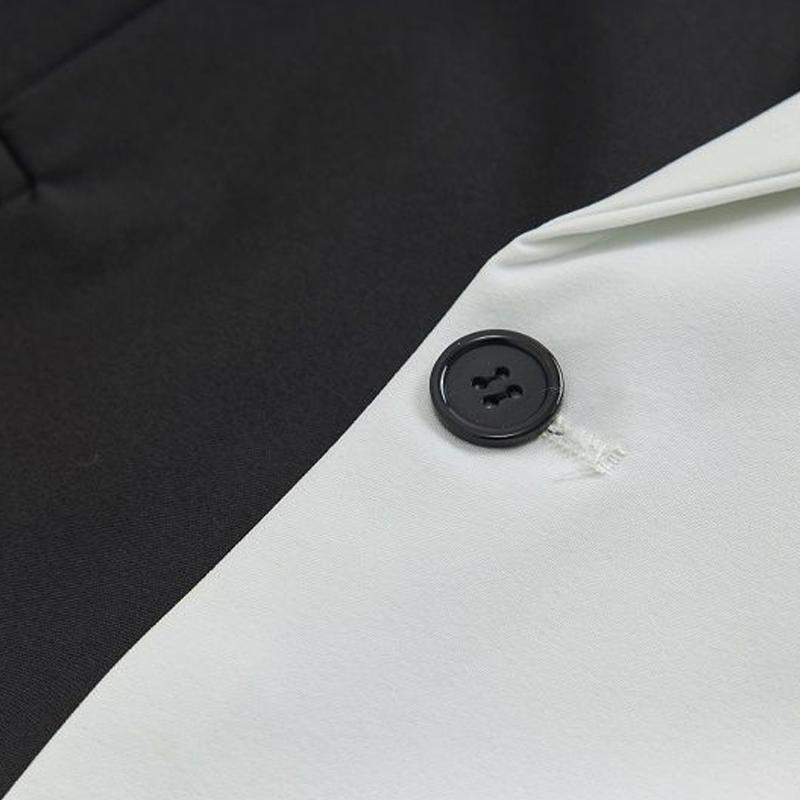 Mens Color Block Notch Lapel One Button Blazer 49685287Z