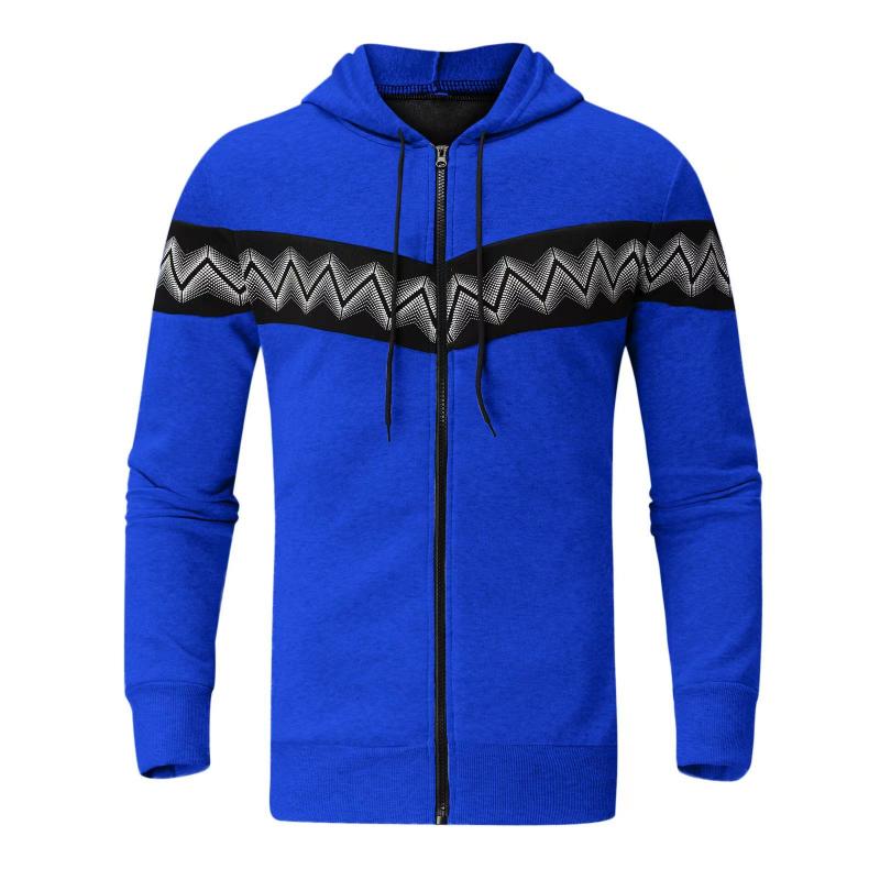 Mens Color Block Print Material Stitching Hoodie Jacket 73955870Z