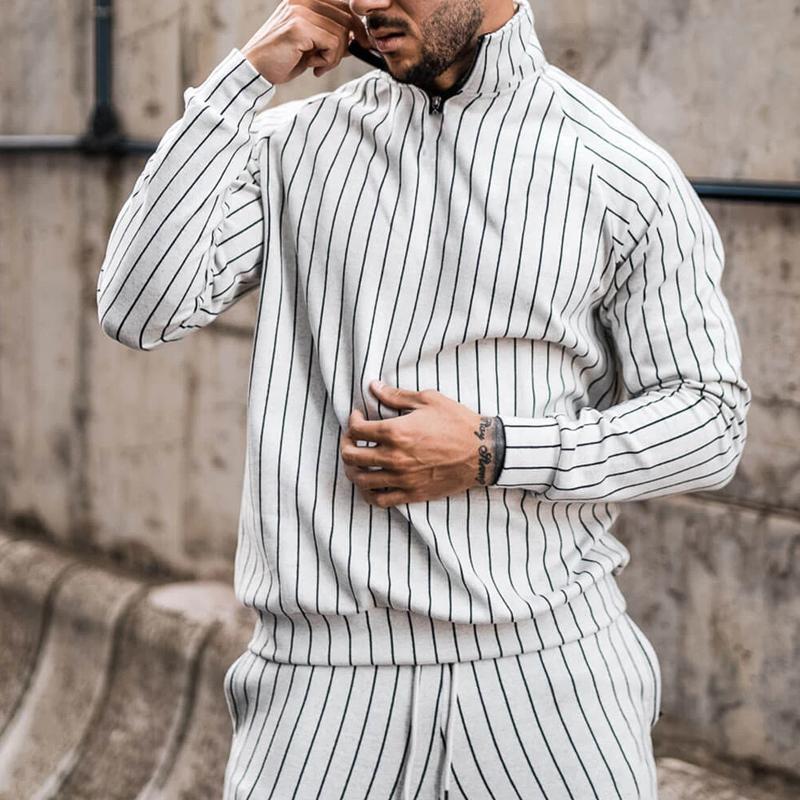 Mens Striped Zip Jacket Trousers Sports Set 11757219Z