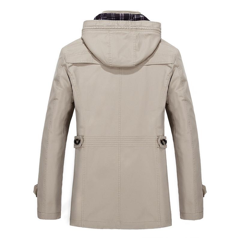 Mens Fashion Hooded Cotton Mid-length Trench Coat 81746630Z
