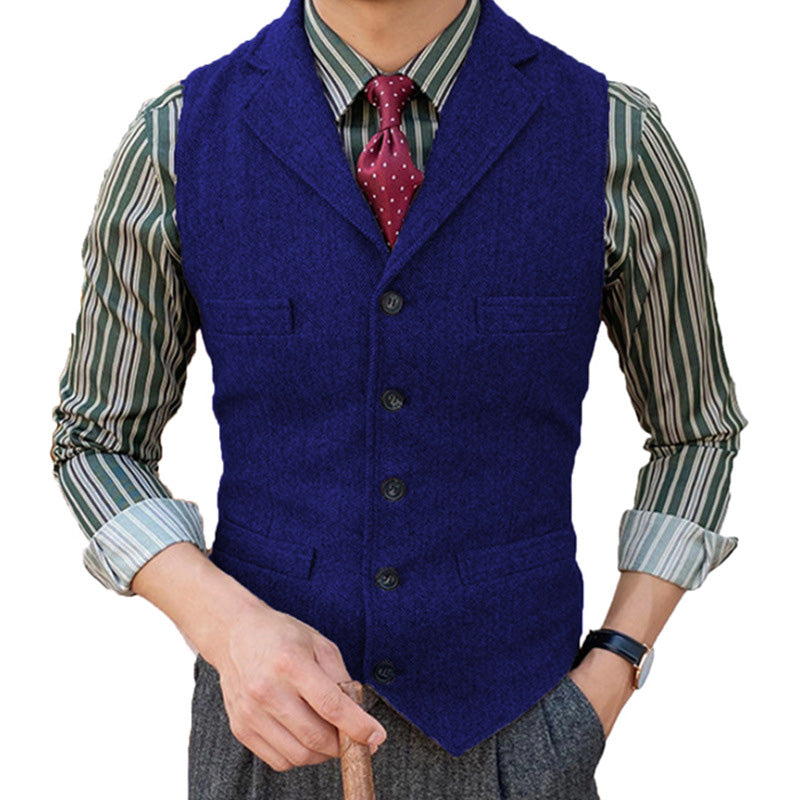 Mens Vintage Classic Lapel Single Breasted Suit Vest 15824060M